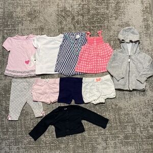 Bundle (10) of 6-9 month baby girls shirts, shorts, jacket.